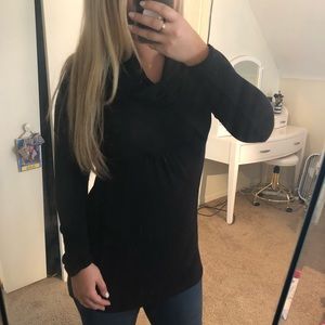 Black Forever 21 Cowl Neck Sweater with tie waist
